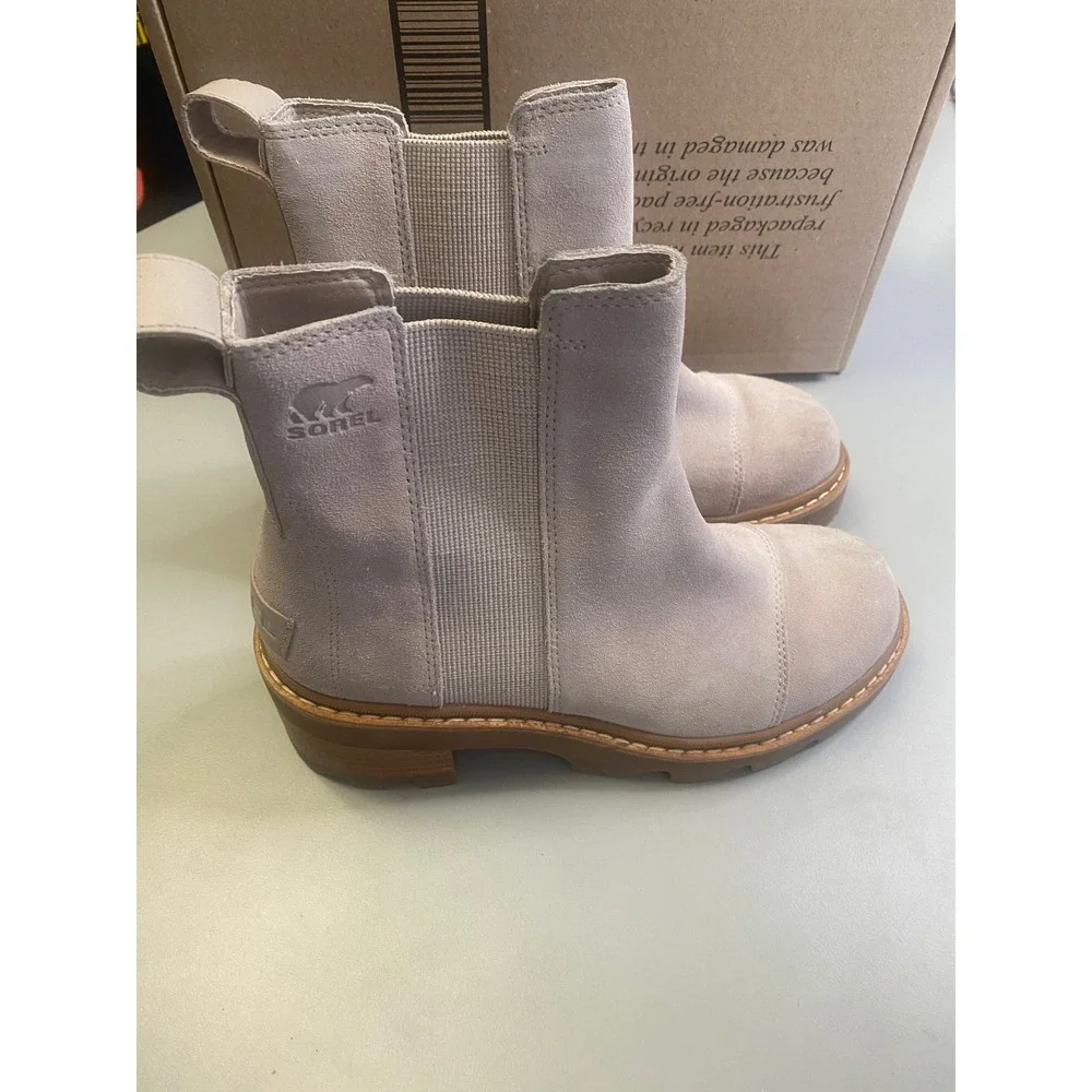 Sorel Lennox Chelsea Suede Boots Grey Taupe Waterproof NL5034-084 Womens 7.5